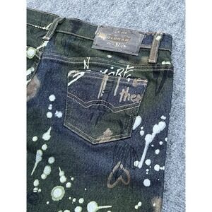 Vintage Todd Oldham Jrs Graffiti Print Low Rise Flare Jean 28x28 90's Grunge Y2K